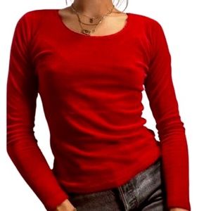 Vintage 90’s GAP Velvet Long Sleeve Shirt size Small Medium Red  with lace neckl